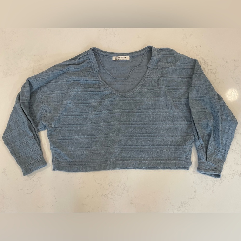 Free People We The Free Cropped Blue Long Sleeve Size S
